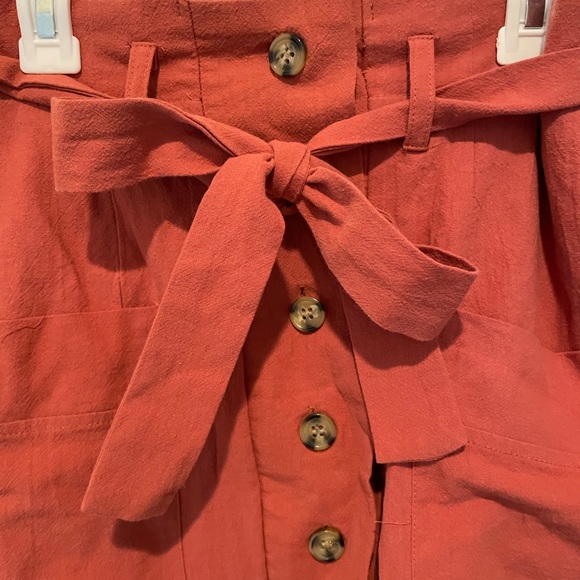 One Clothing Los Angeles - Button Belted Mini Skirt - Burnt Orange - Small - Picture 8 of 9